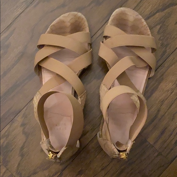 Stuart Weitzman Beige Sandals w/ Crocodile Detail - Picture 1 of 3